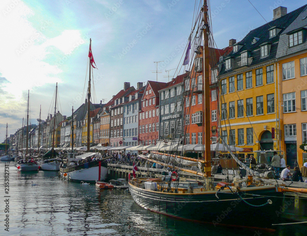 Nyhavn Waterfront Canal in Copenhagen, Denmark