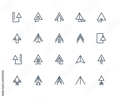 Set Of 20 outline icons such as Up arrow, linear icon pack