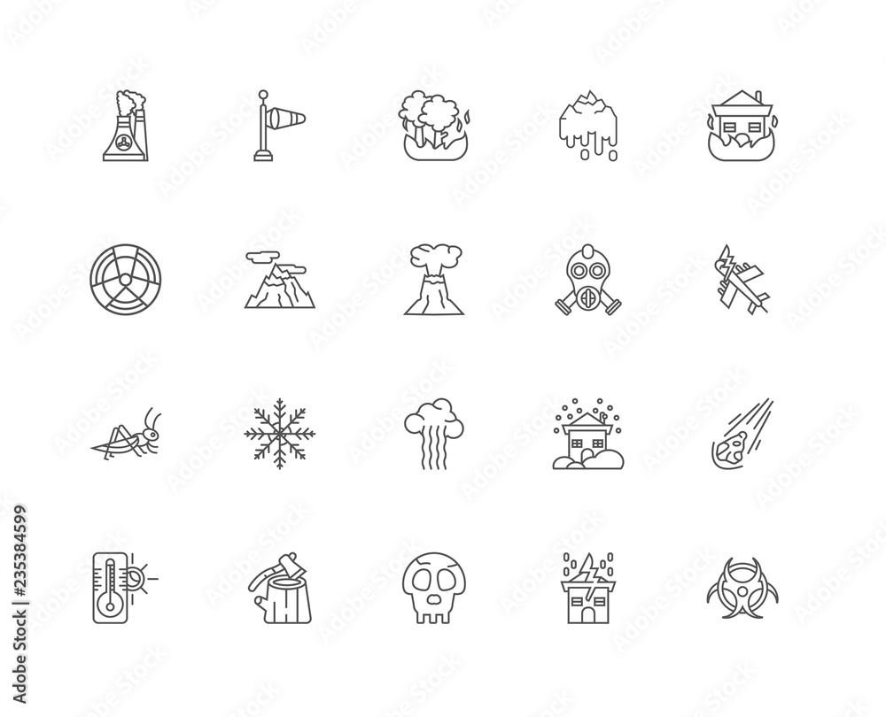 Simple Set of 20 Vector Line Icon. Contains such Icons as Biohaz