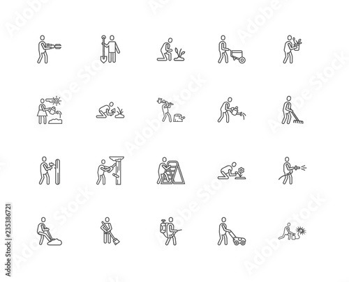 Simple Set of 20 Vector Line Icon. Contains such Icons as Worker