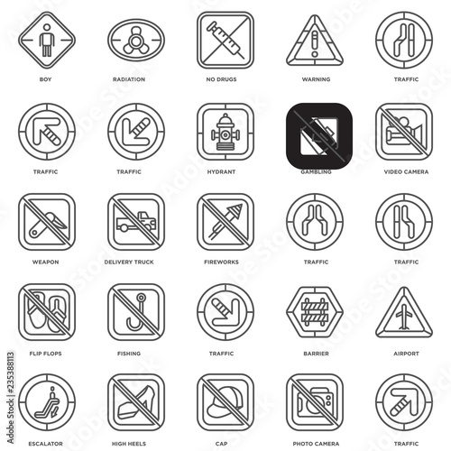 Simple Set of 25 Vector Line Icon. Contains such Icons as Traffi