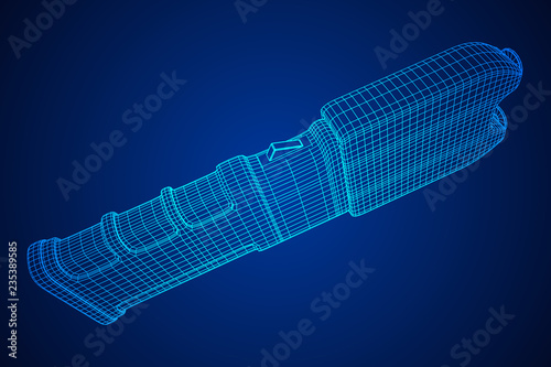 Police electro shocker taser stun gun. Wireframe low poly mesh vector illustration