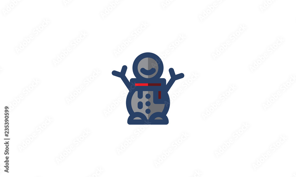 Fototapeta premium Snowman Icon Winter Template Vector