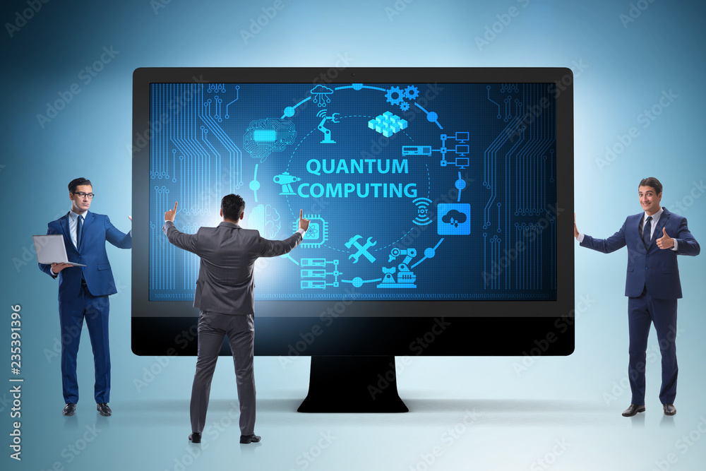 Concept of quantum computing with businessman Concept of quantum computing with businessman