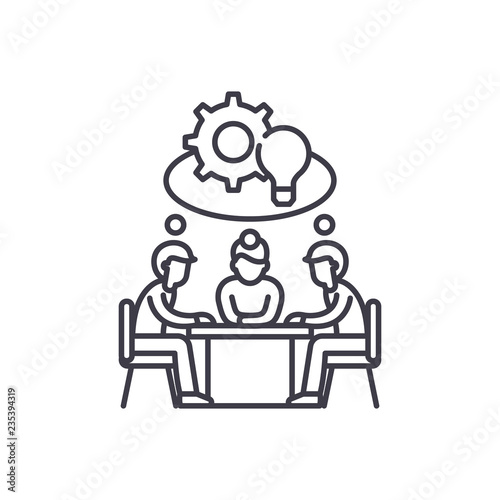 Collective creativity line icon concept. Collective creativity vector linear illustration, sign, symbol