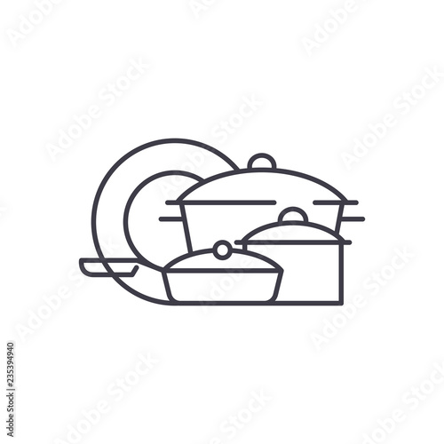 Cookware line icon concept. Cookware vector linear illustration, sign, symbol