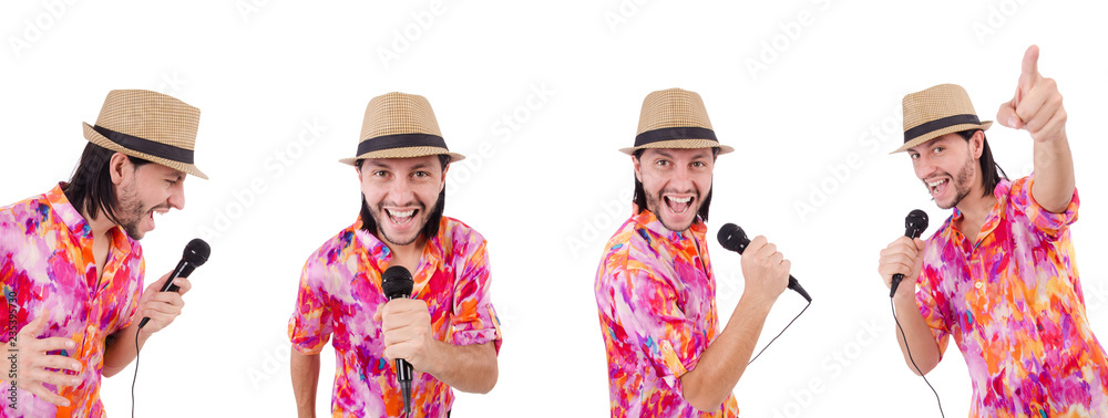 Naklejka premium Man in colourful shirt isolated on white