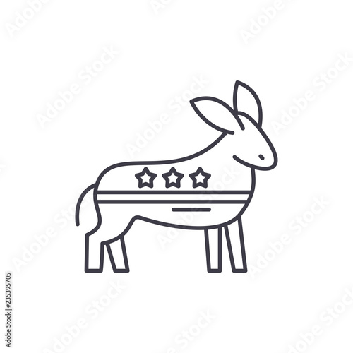 Democratic ass line icon concept. Democratic ass vector linear illustration, sign, symbol