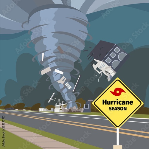 Vector illustration of a destructive hurricane