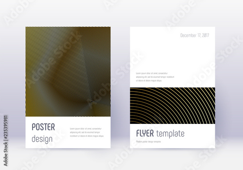Minimalistic cover design template set. Gold abstr