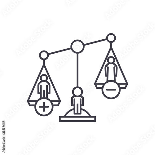 Divorce proceedings line icon concept. Divorce proceedings vector linear illustration, sign, symbol