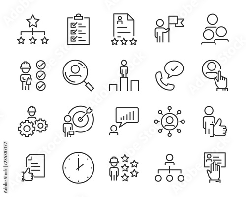 set of job seach icons ,such as work, career, traning, business, skill, meeting