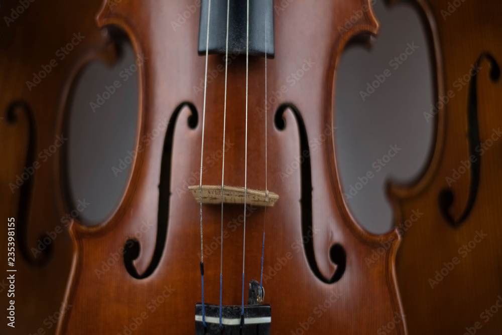 In selective focus of wooden violin,show texture of wood and detail of violin In selective focus of wooden violin,show texture of wood and detail of violin