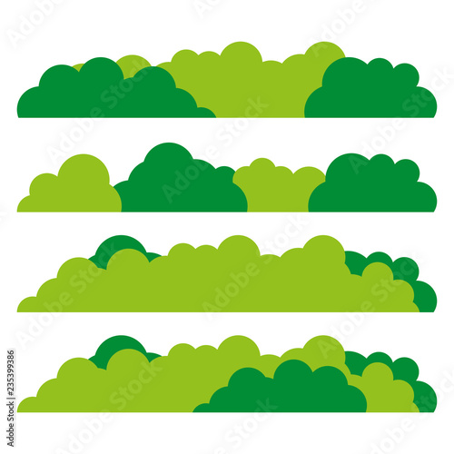 Green bush set icon. Flat design. Vector.
