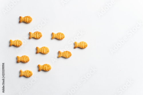 Fish salty crackers, Salty Crackers In Shape Of Fish, Extreme Closeup Of A Salty Fish Cookies