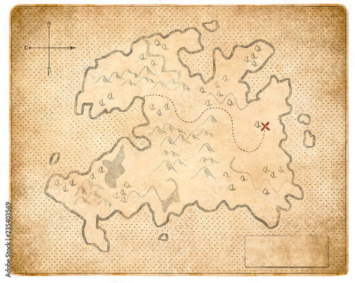 treasure medieval map page isolated