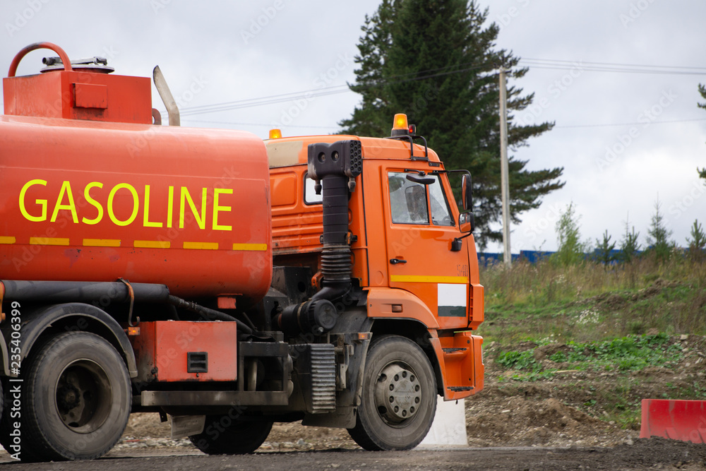 oil tanker truck and petrochemical industry estate . oil tanker truck and petrochemical industry estate .
