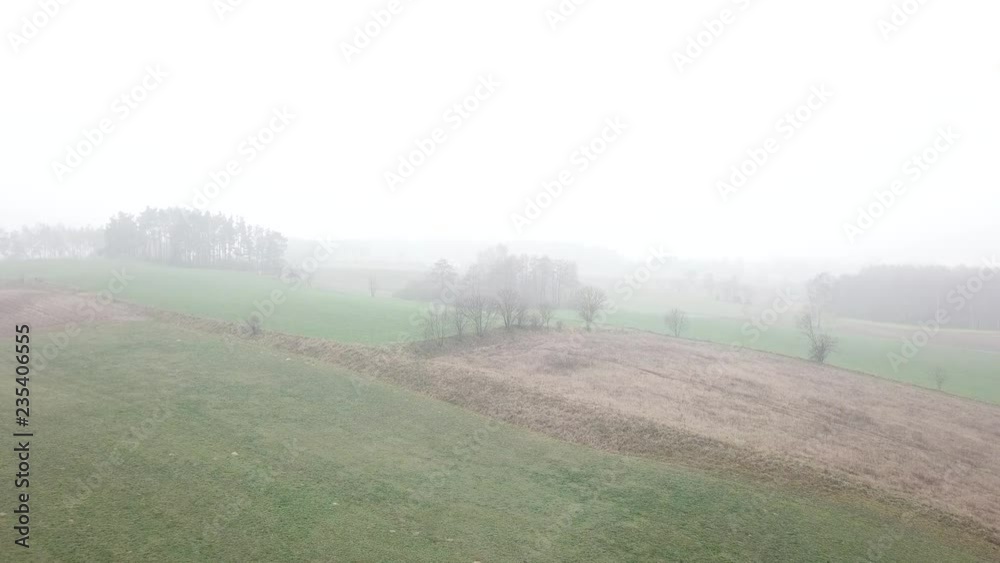 fields meadows forests fog autumn trees bushes hoarfrost fog gray gloomy agricultural landscape fields meadows forests fog autumn trees bushes hoarfrost fog gray gloomy agricultural landscape