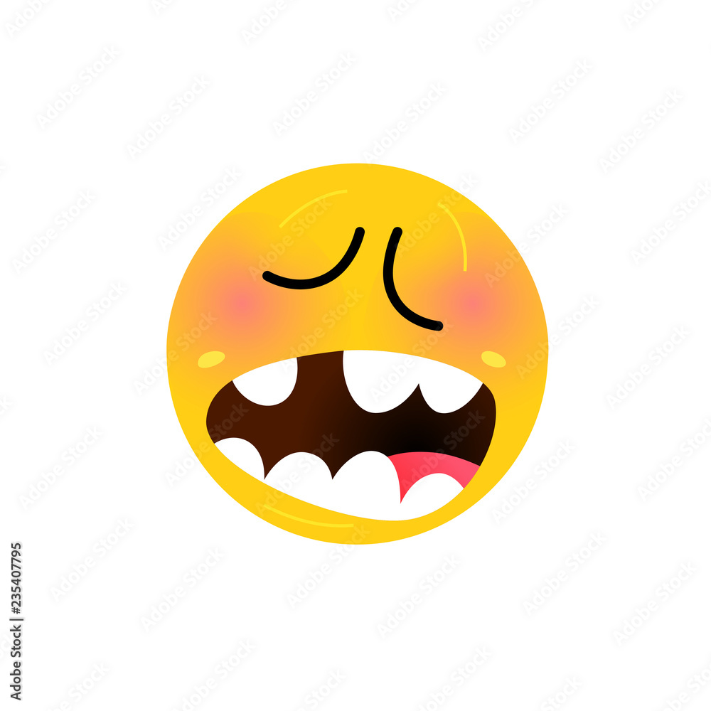 Yellow round head, face. The icon is smiling. Flat illustration of stylized human face. Round sign. Emoji yellow sad face. Symbol, icon. Yellow round head, face. The icon is smiling. Flat illustration of stylized human face. Round sign. Emoji yellow sad face. Symbol, icon.