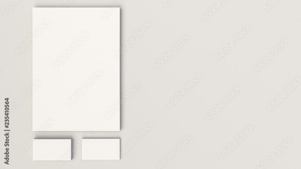 Sheet of white paper and business cards Sheet of white paper and business cards