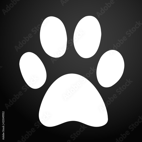 Paw Print icon. Black Background