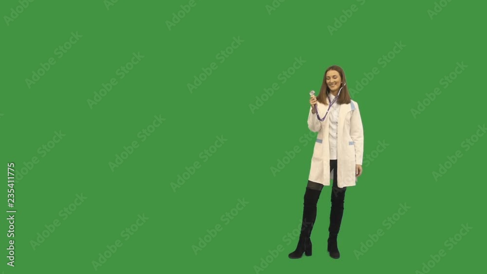 happy doctor and stethoscope on green screen happy doctor and stethoscope on green screen