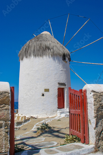 Windmill on the island of Mykonos, Greece