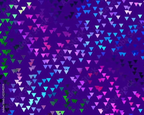 Bright dynamic background with wavy lines of circles, dots. Rounds of different scale neon color. Vector illustration.