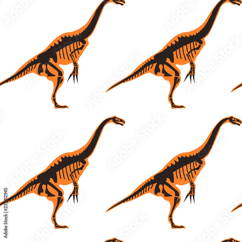 Dinosaurs and pterodactyl types of animals seamless pattern isolated on white background vector.