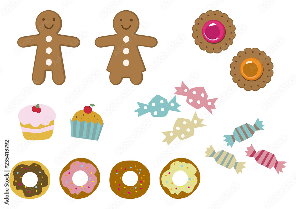 Vecteur Stock ジンジャーブレッドのイラスト ジンジャーマンクッキーの挿絵 焼き菓子のデザイン素材 Adobe Stock