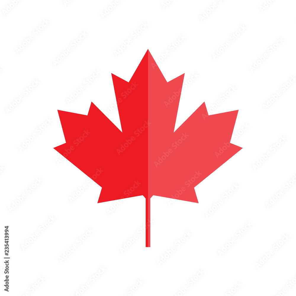 Fototapeta Liść klonowy dla flagi Kanady, symbol klonu, ilustracji wektorowych z flagą Kanady klonowy liść na białym tle.