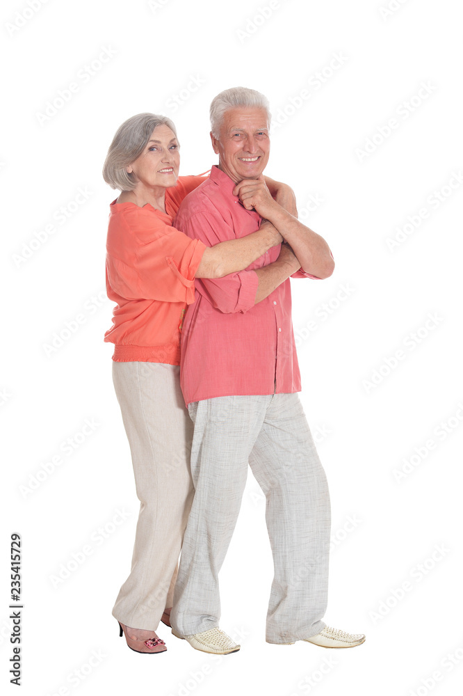 Portrait of happy senior couple posing on white background Portrait of happy senior couple posing on white background