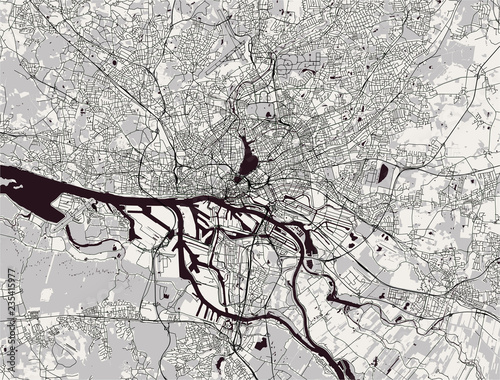 vector map of the city of Hamburg, Free and Hanseatic City of Hamburg, Germany