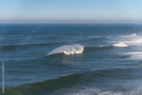 Big atlantic waves at Nazare  Portugal coast.