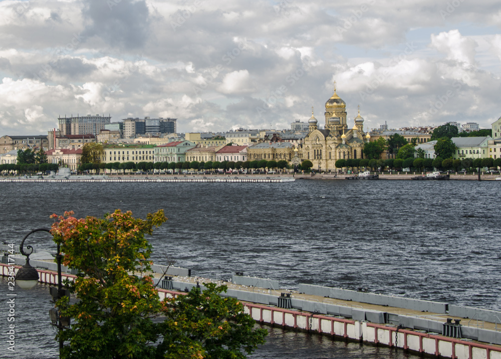 Obraz premium Нева, река, порт, старый город, вид