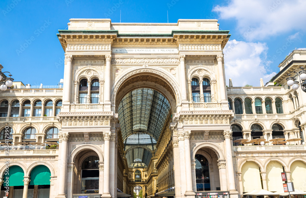 Gallery Vittorio Emanuele II famous luxury shopping mall, Milan, Italy
