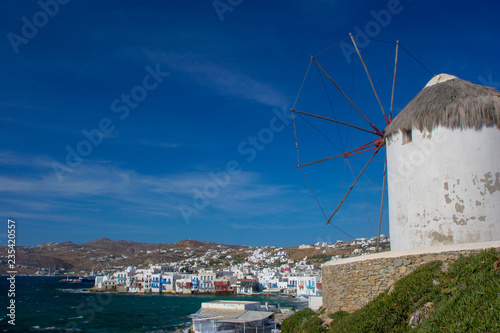 Idyllic Windmill on the island of Mykonos, Greece