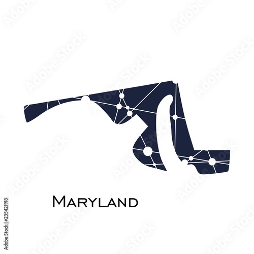 Fototapeta Naklejka Na Ścianę i Meble -  Image relative to USA travel. Maryland state map textured by lines and dots pattern