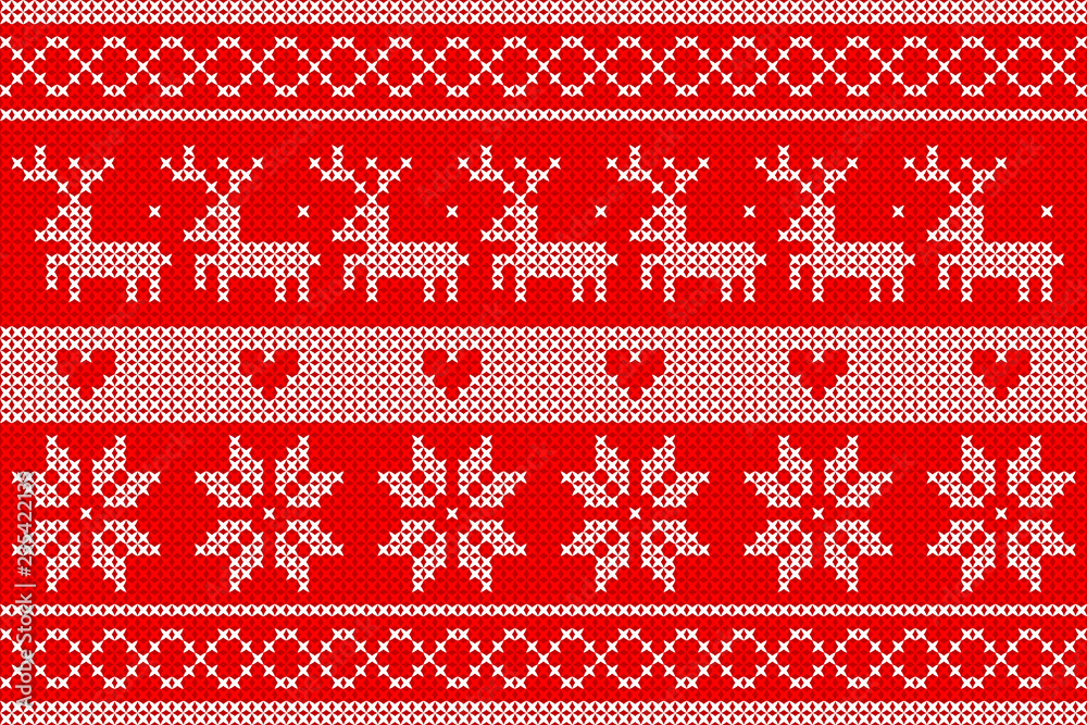 white knitted on red background design for Christmas event. white knitted on red background design for Christmas event.