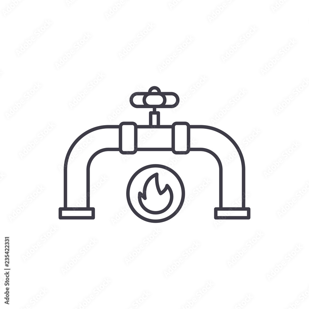 Gas pipeline line icon concept. Gas pipeline vector linear illustration