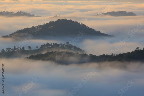 Amazing view of mountain, mist & cloud when dawn coming..