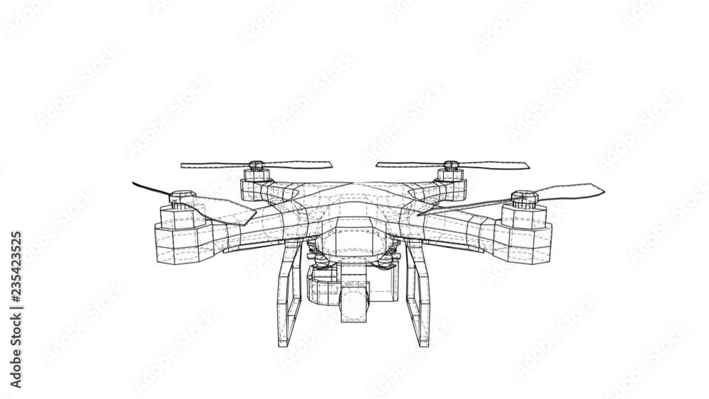 Drone concept. 3d illustration turntable video