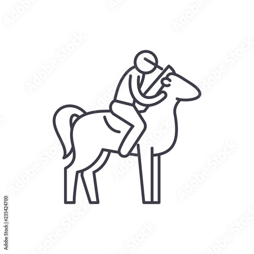 Horseback riding line icon concept. Horseback riding vector linear illustration, sign, symbol