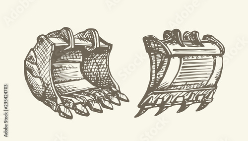 Building bucket for digging. Vector drawing