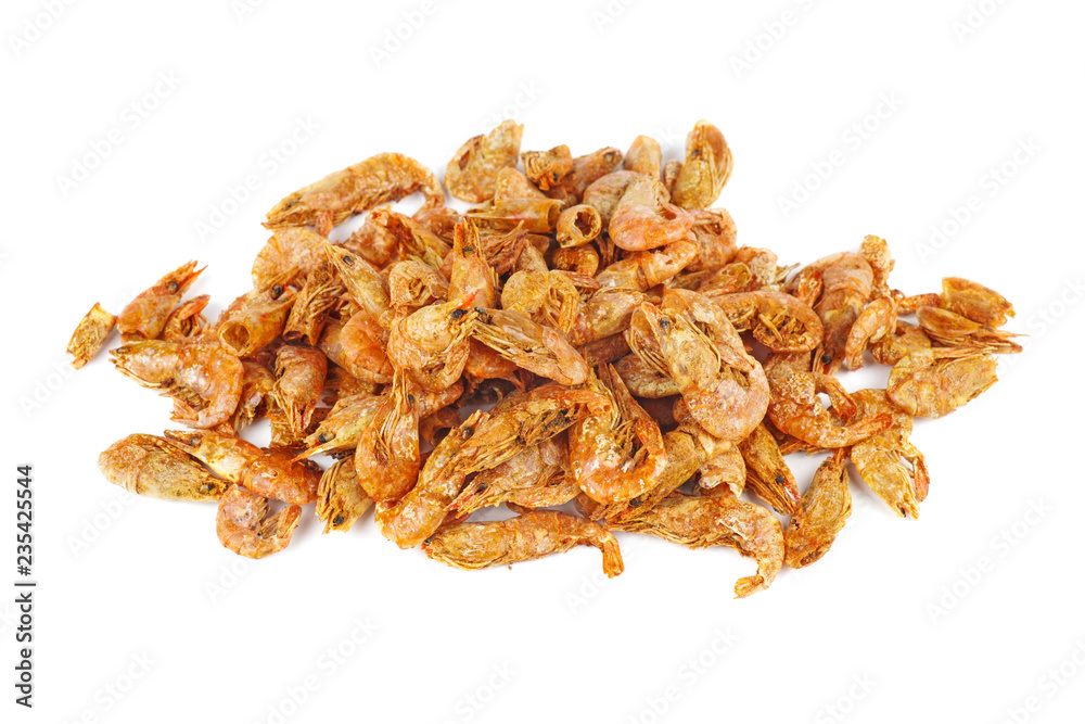 Pile of dried shrimps isolated on white background Pile of dried shrimps isolated on white background