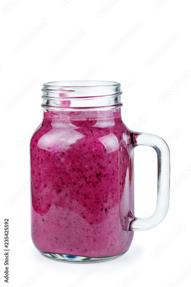 Glass of homemade blueberries smoothie Glass of homemade blueberries smoothie