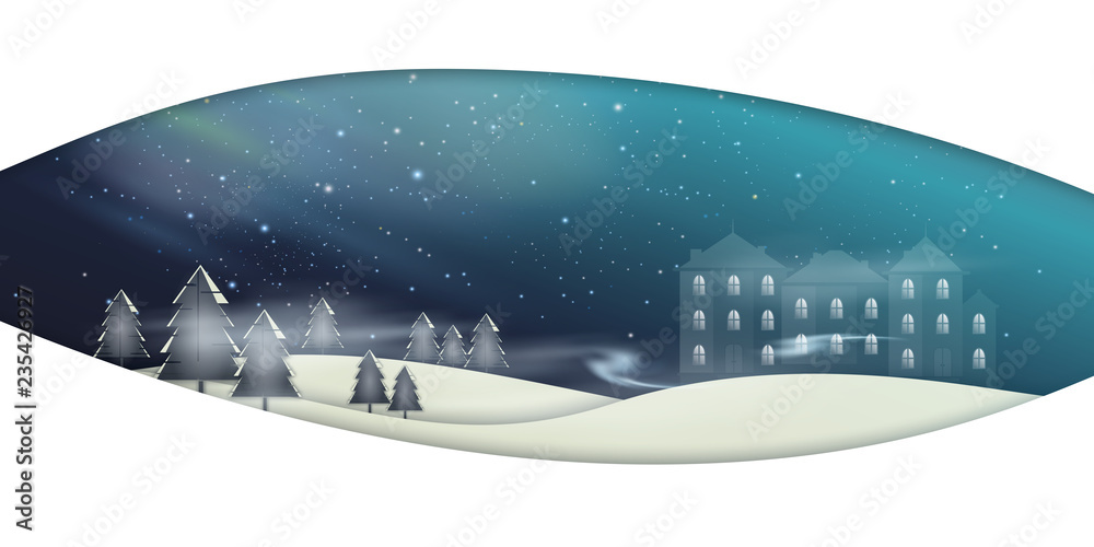 Winter landscape. Vector illustration with place for text