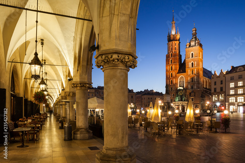 Old Town of Krakow City by Night in Poland
