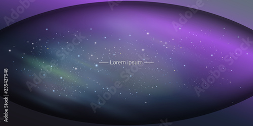 Starry sky and Northern lights. Vector illustration.