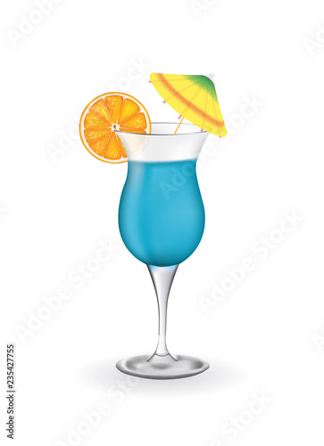 Blue cocktail glass. vector illustration